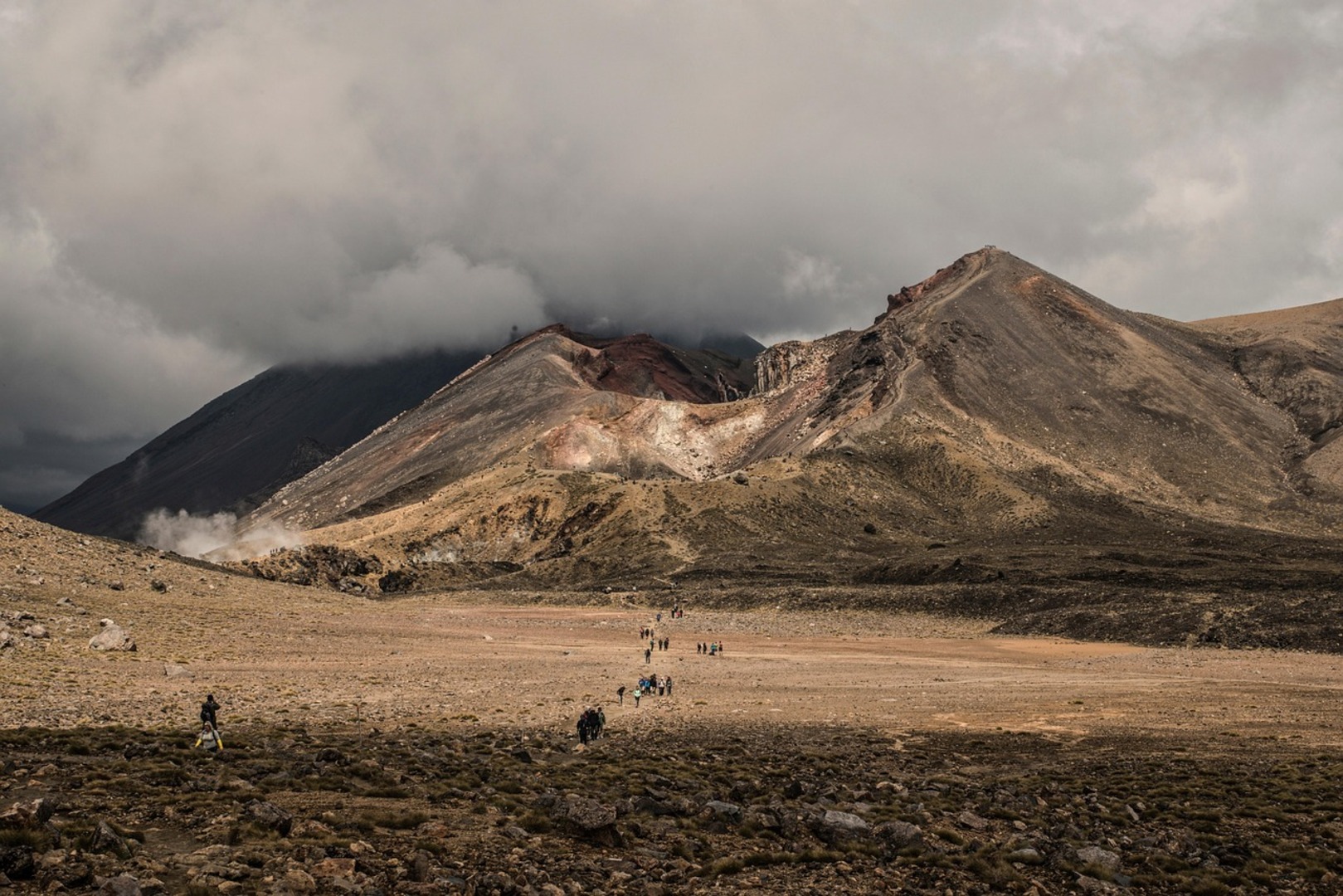 Visitors hiking at Mount Tongariro